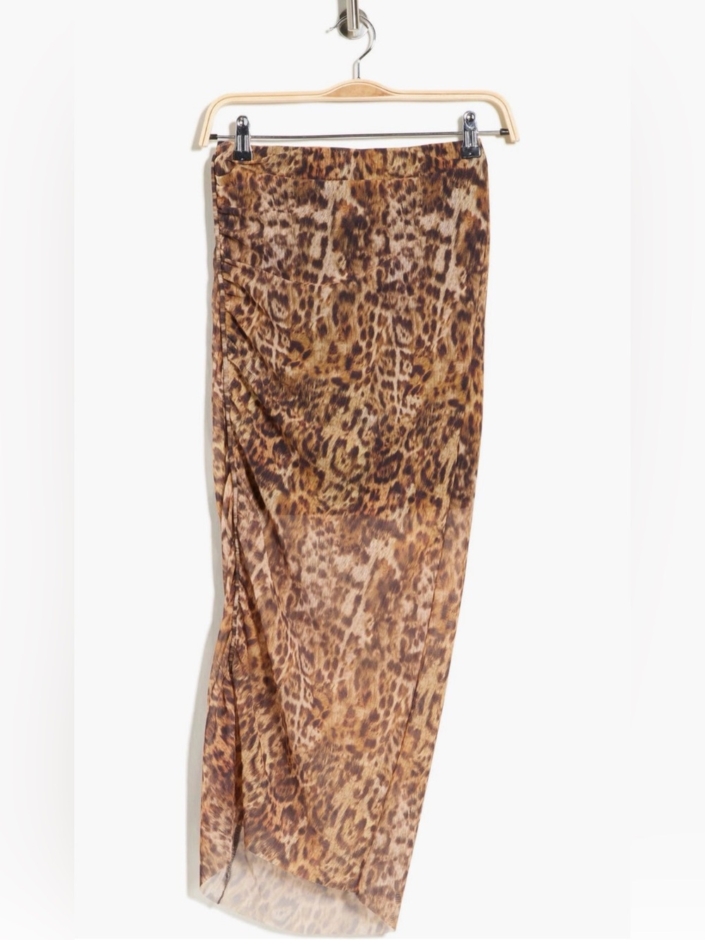 All Saints Nora Print Mesh Skirt Leopard Print Sheer Midi Skirt - Brown NWT